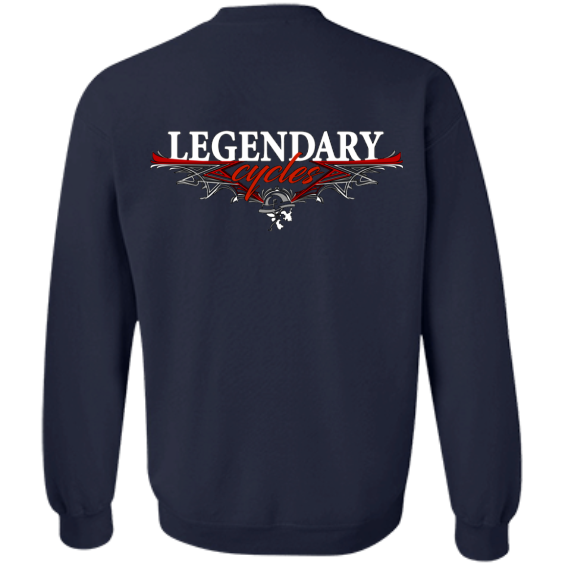 Legendary Cycles Pinstripe Logo Crewneck Pullover Sweatshirt