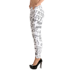 "True Love" Old School Tattoo Style Womens Leggings