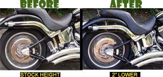 No Shock Removal - Ultimate Easy Softail Lowering Kit, Includes 1.5" and 2" Complete Kit (For All 2000-2017 Softail Models)